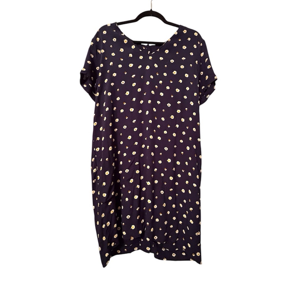 Madewell Navy Daisy Dot Mini Dress Women’s Medium Ditsy Floral Shift V-Neck - Picture 3 of 9